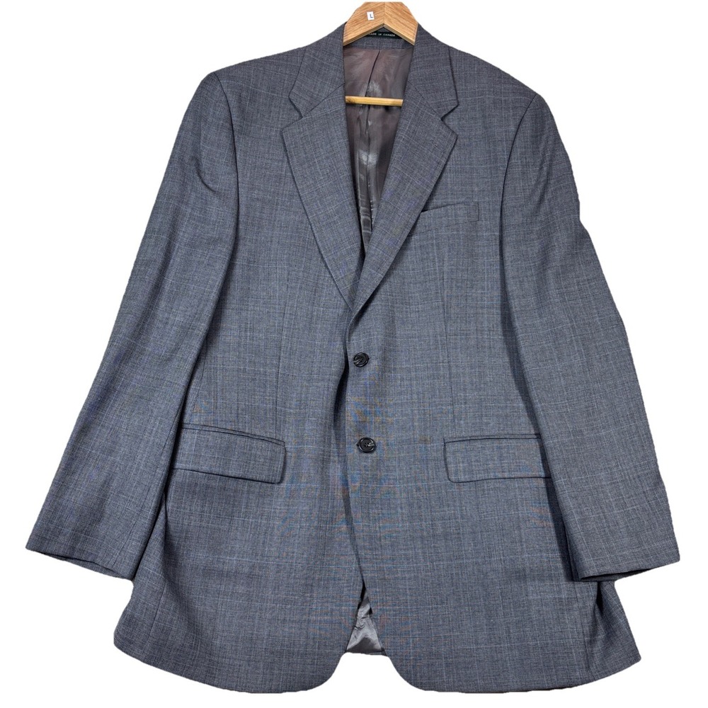 Ralph Ralph Lauren Blazer Mens 41L Gray Windowpane Wool Cashmere 2 Button EUC